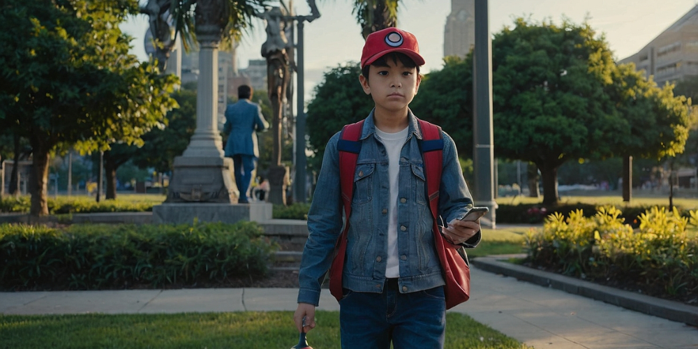 Pokémon GO boy with game